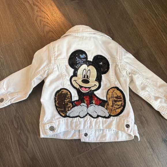 Disney GAP Kids Mickey White Sequin Denim Jean Jacket 18 Months - Picture 1 of 4